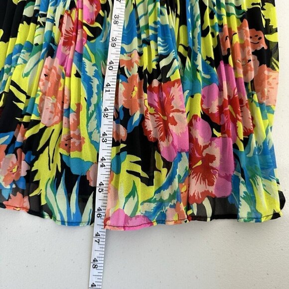 Loft Accordion Pleat Sleeveless Dress Floral Tropical Size L No Belt - Picture 12 of 12